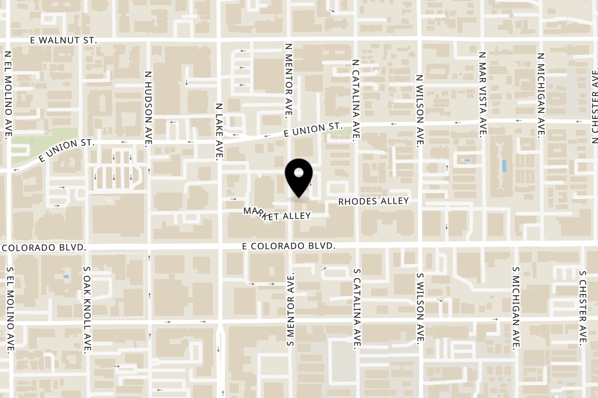 Map showing the location of Tardino Brother's on 40 North Mentor Avenue in Pasadena